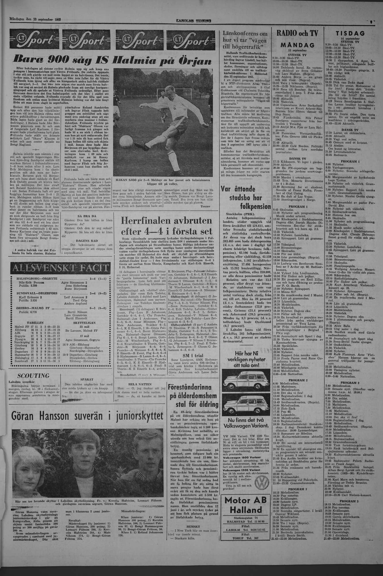 Laholms Tidning Måndag 13 september 1965, sida 7