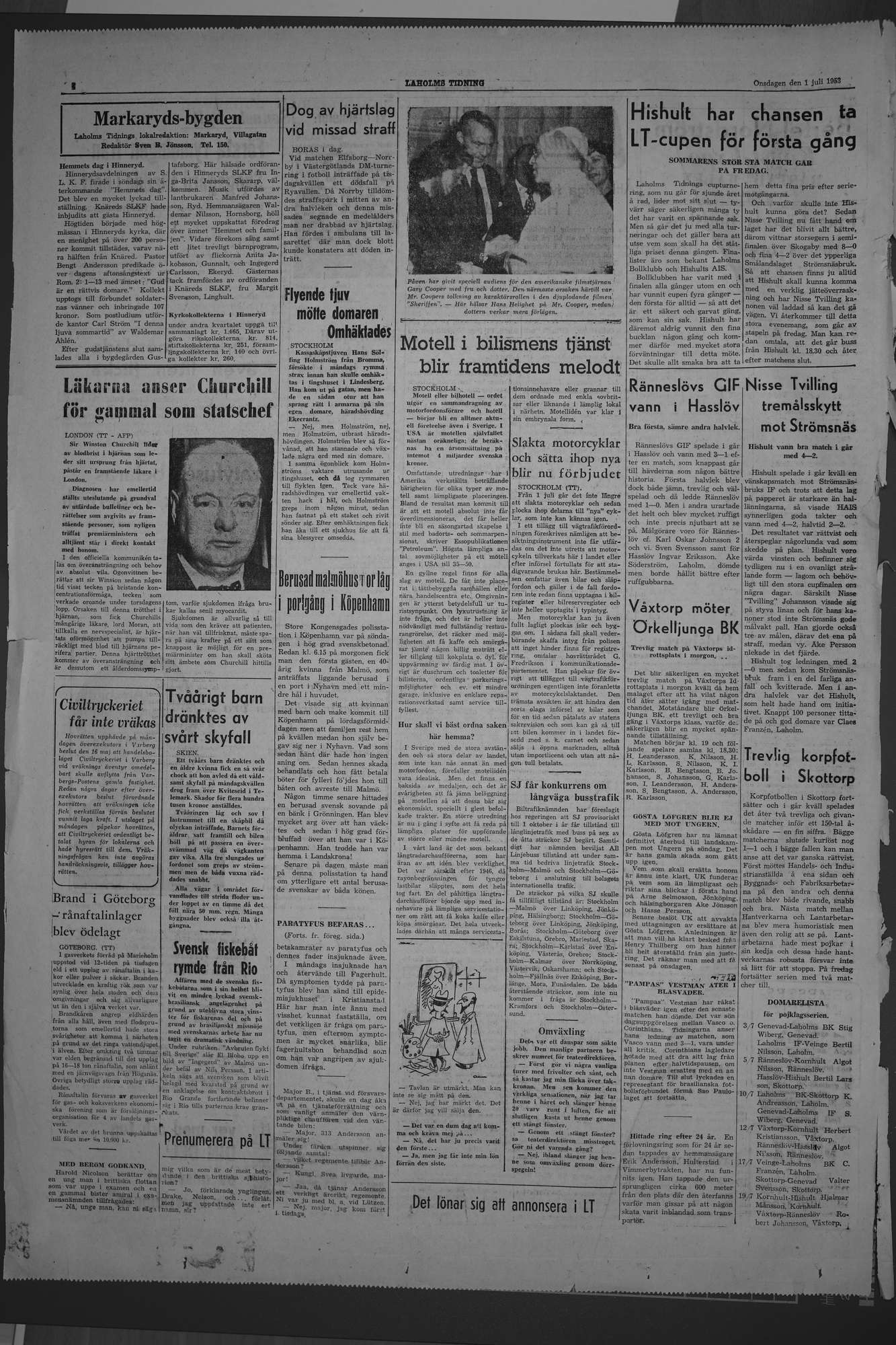 Laholms Tidning Onsdag 1 juli 1953, sida 4