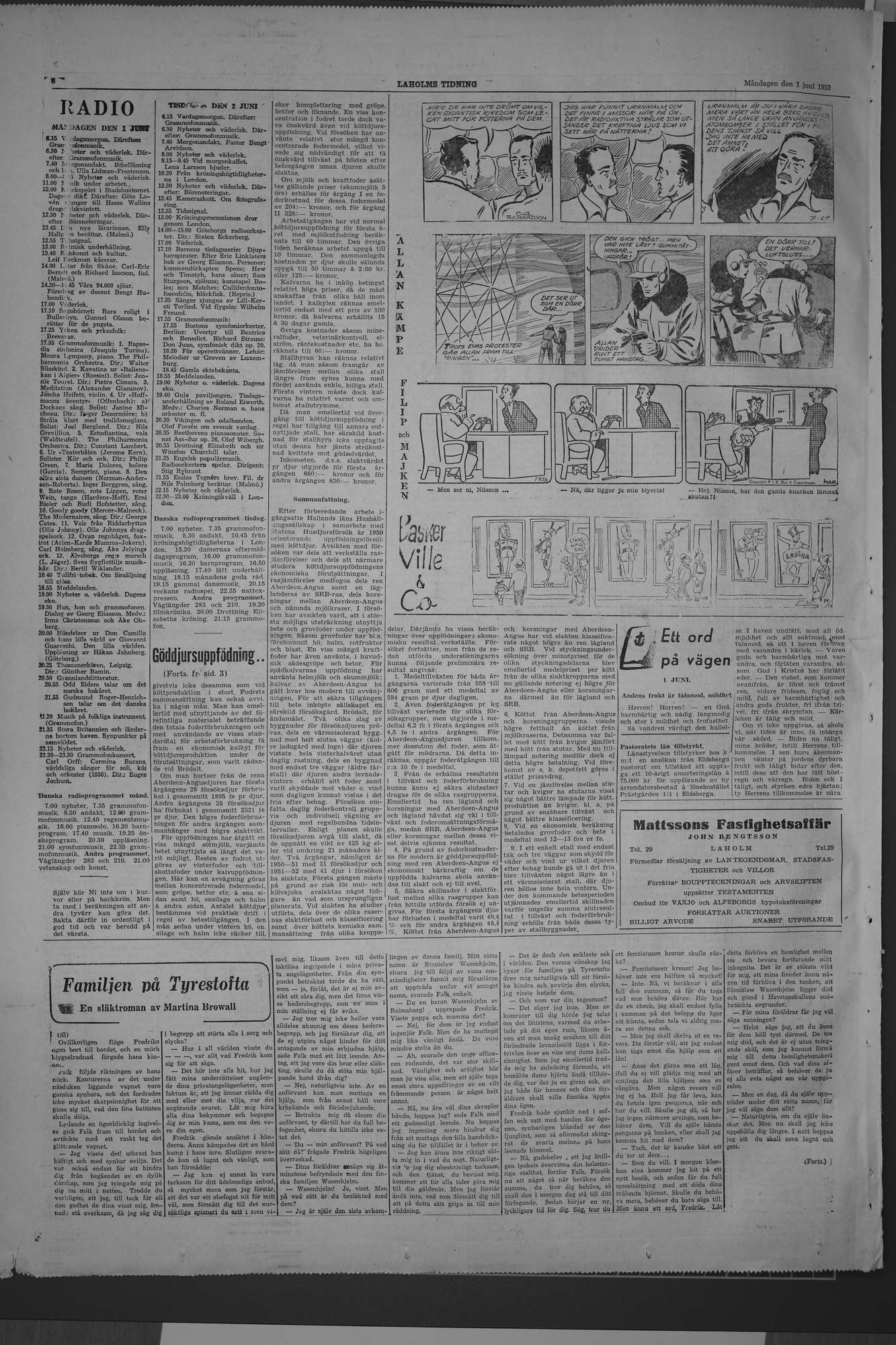 Laholms Tidning Måndag 1 juni 1953, sida 6