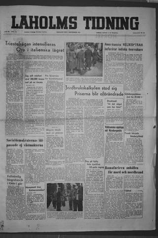 Förstasidan, Tisdag 1 september 1953