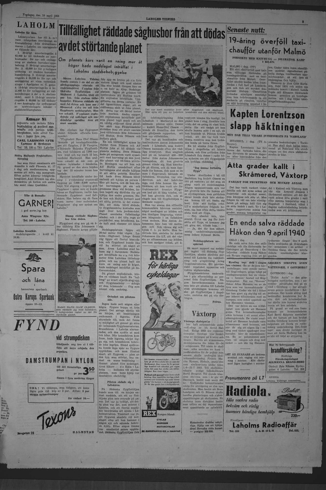 Laholms Tidning Fredag 10 april 1953, sida 3
