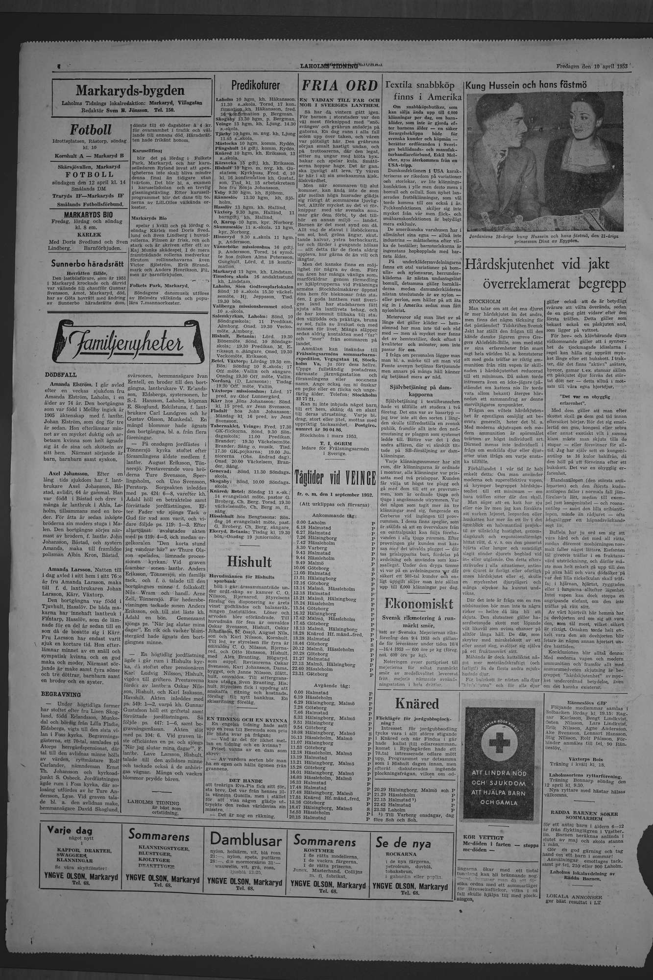 Laholms Tidning Fredag 10 april 1953, sida 4