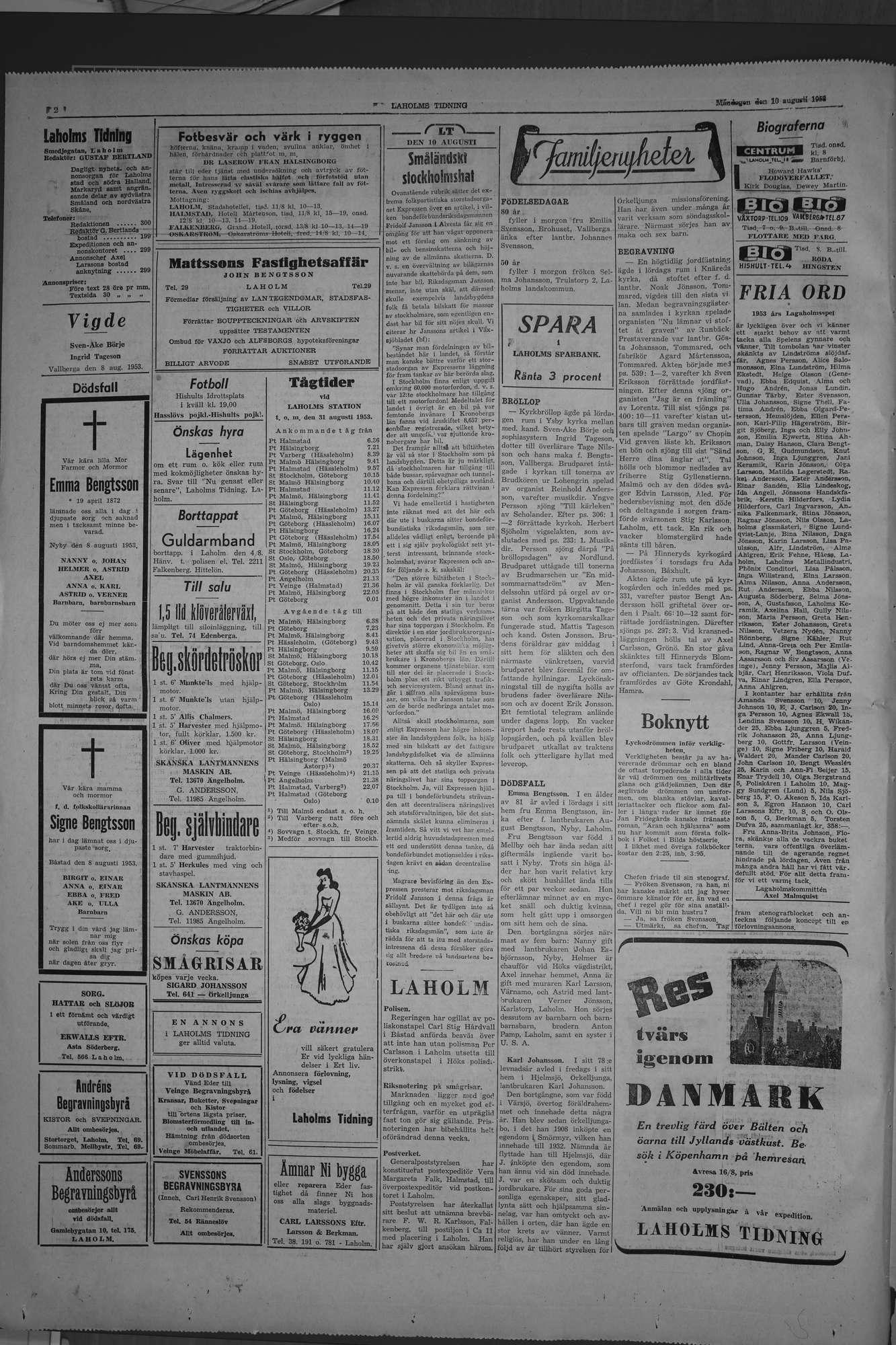 Laholms Tidning Måndag 10 augusti 1953, sida 2