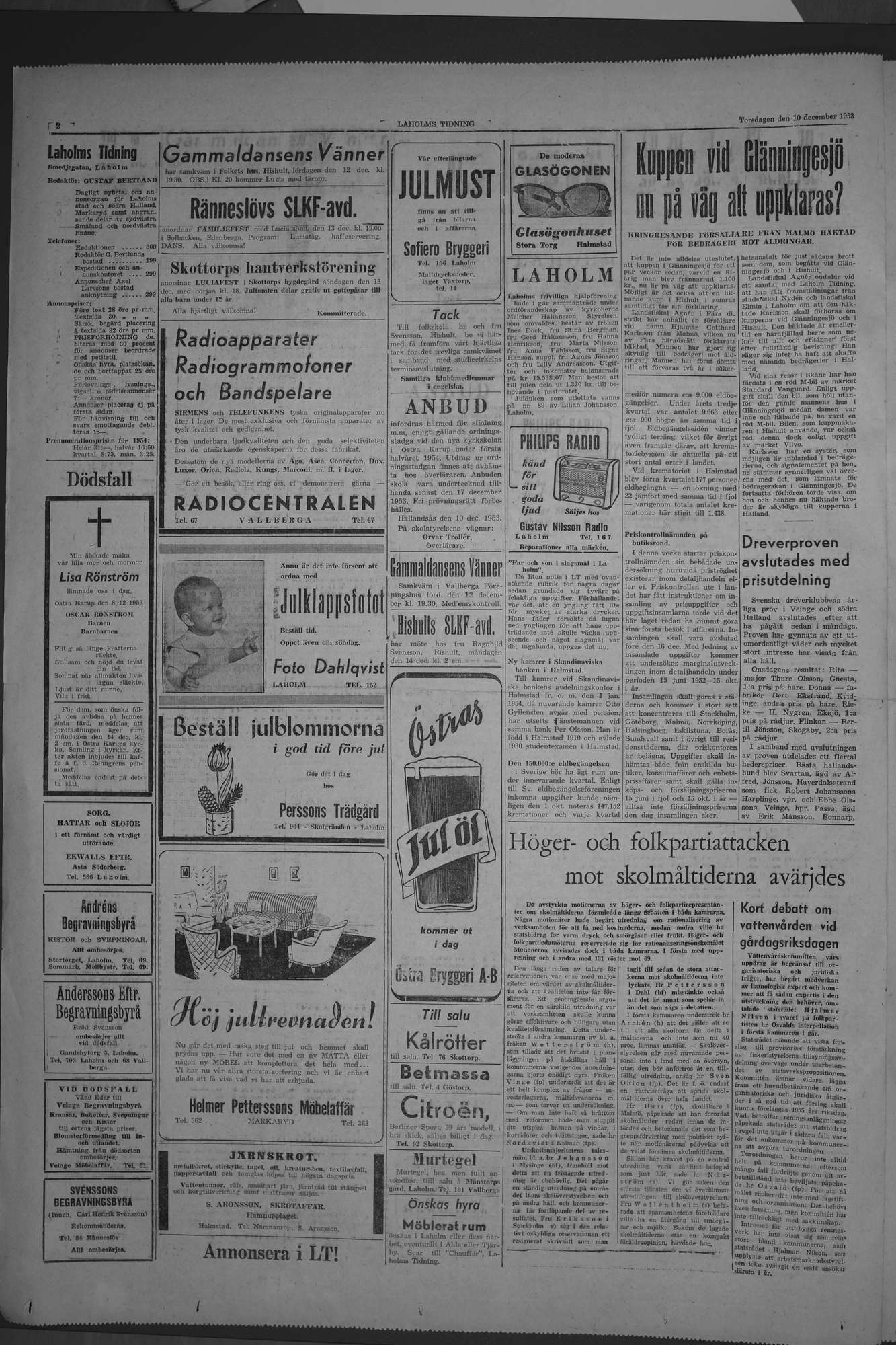 Laholms Tidning Torsdag 10 december 1953, sida 2