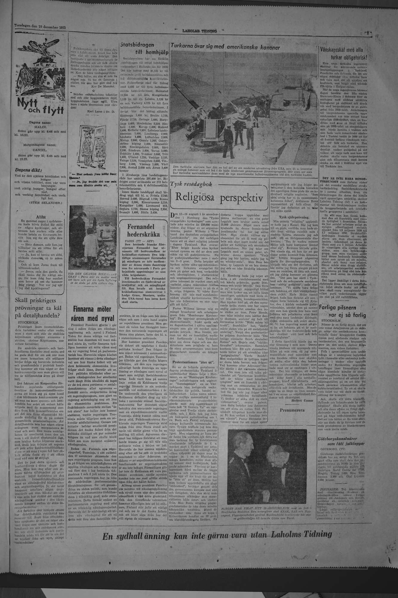 Laholms Tidning Torsdag 10 december 1953, sida 7