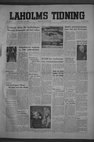 Förstasidan, Tisdag 10 februari 1953