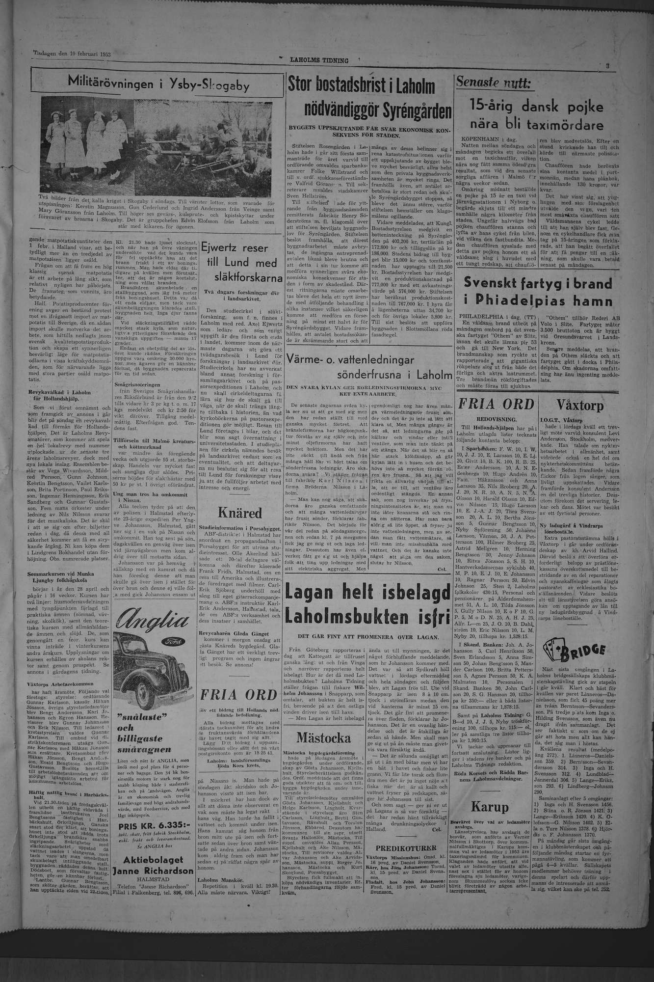 Laholms Tidning Tisdag 10 februari 1953, sida 3