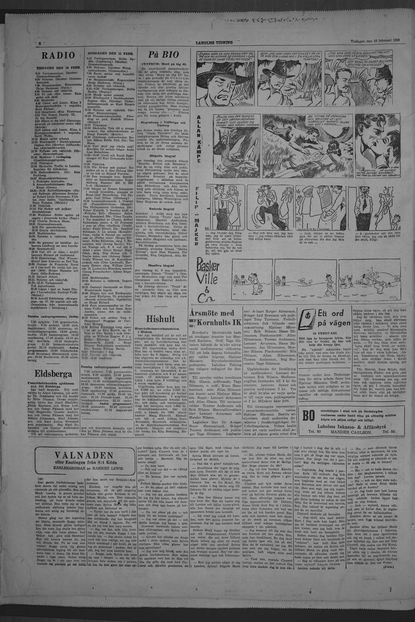 Laholms Tidning Tisdag 10 februari 1953, sida 6