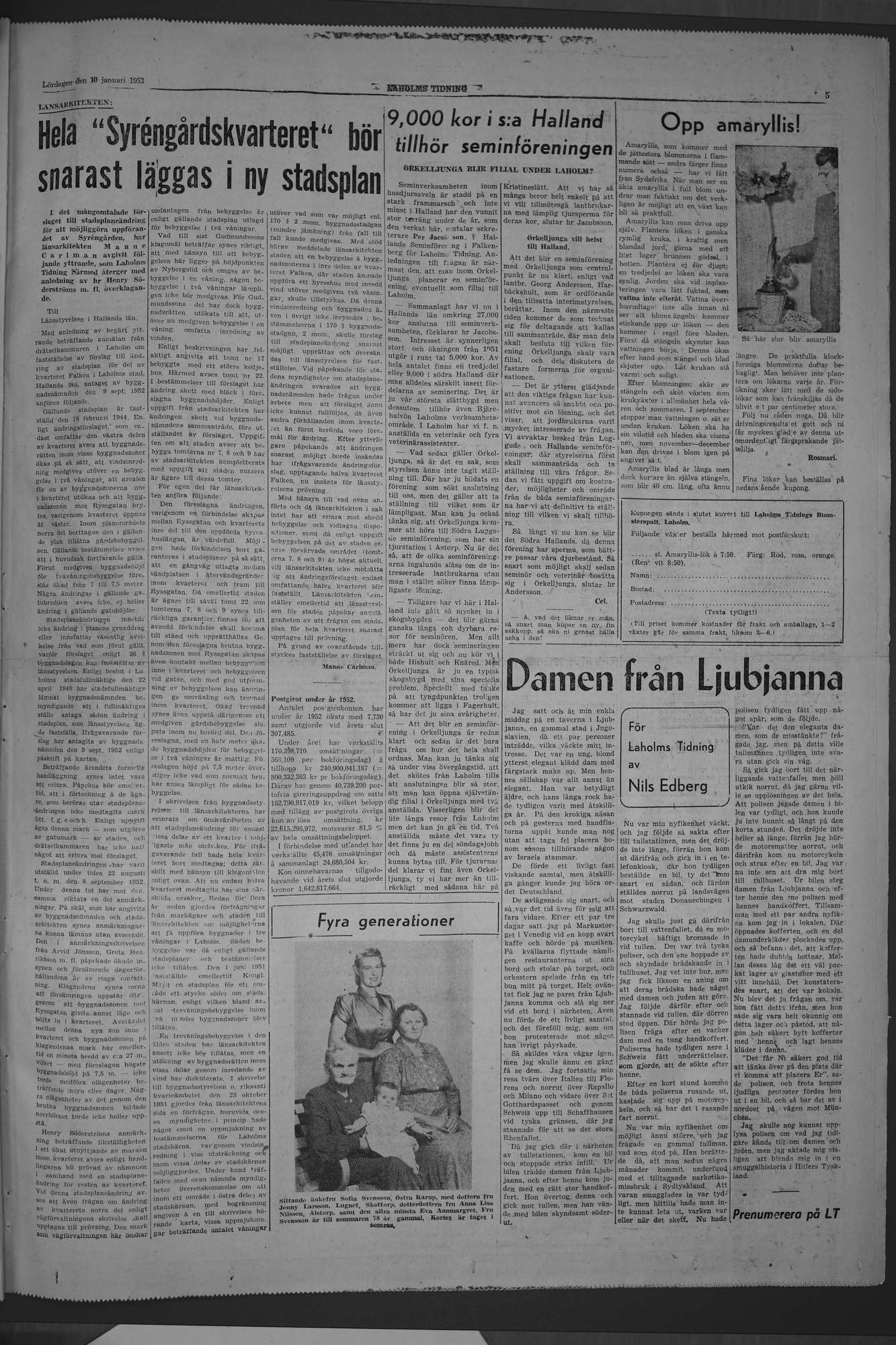Laholms Tidning Lördag 10 januari 1953, sida 5