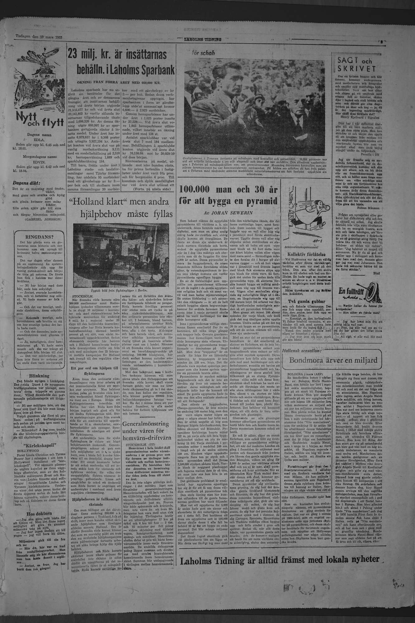 Laholms Tidning Tisdag 10 mars 1953, sida 5