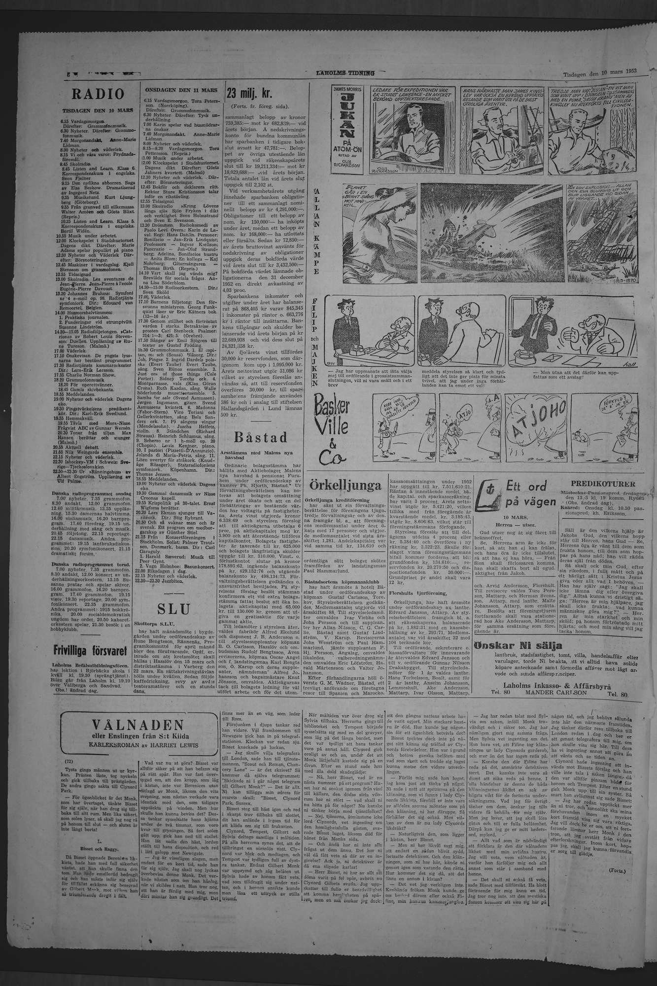 Laholms Tidning Tisdag 10 mars 1953, sida 6
