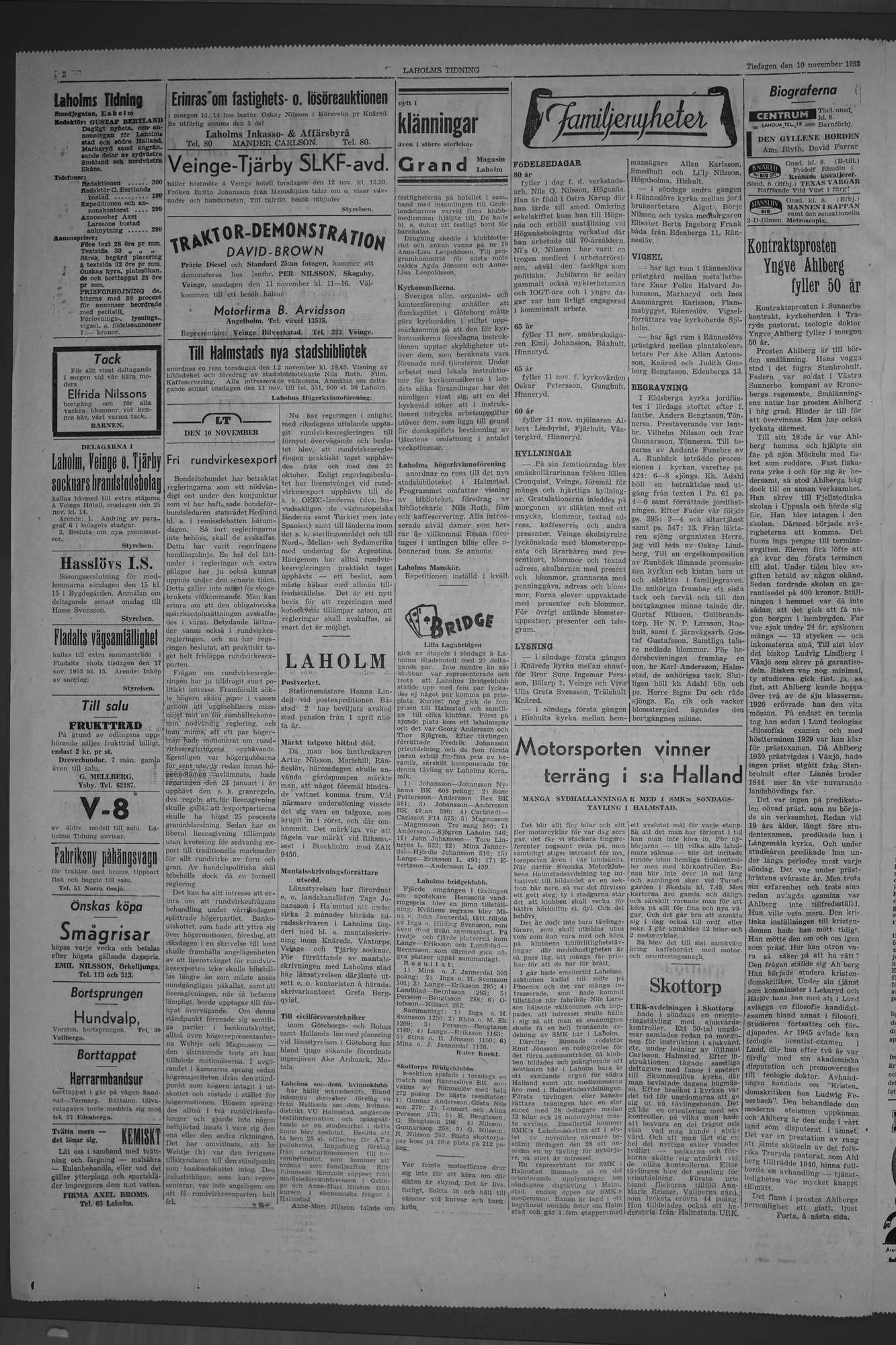 Laholms Tidning Tisdag 10 november 1953, sida 2