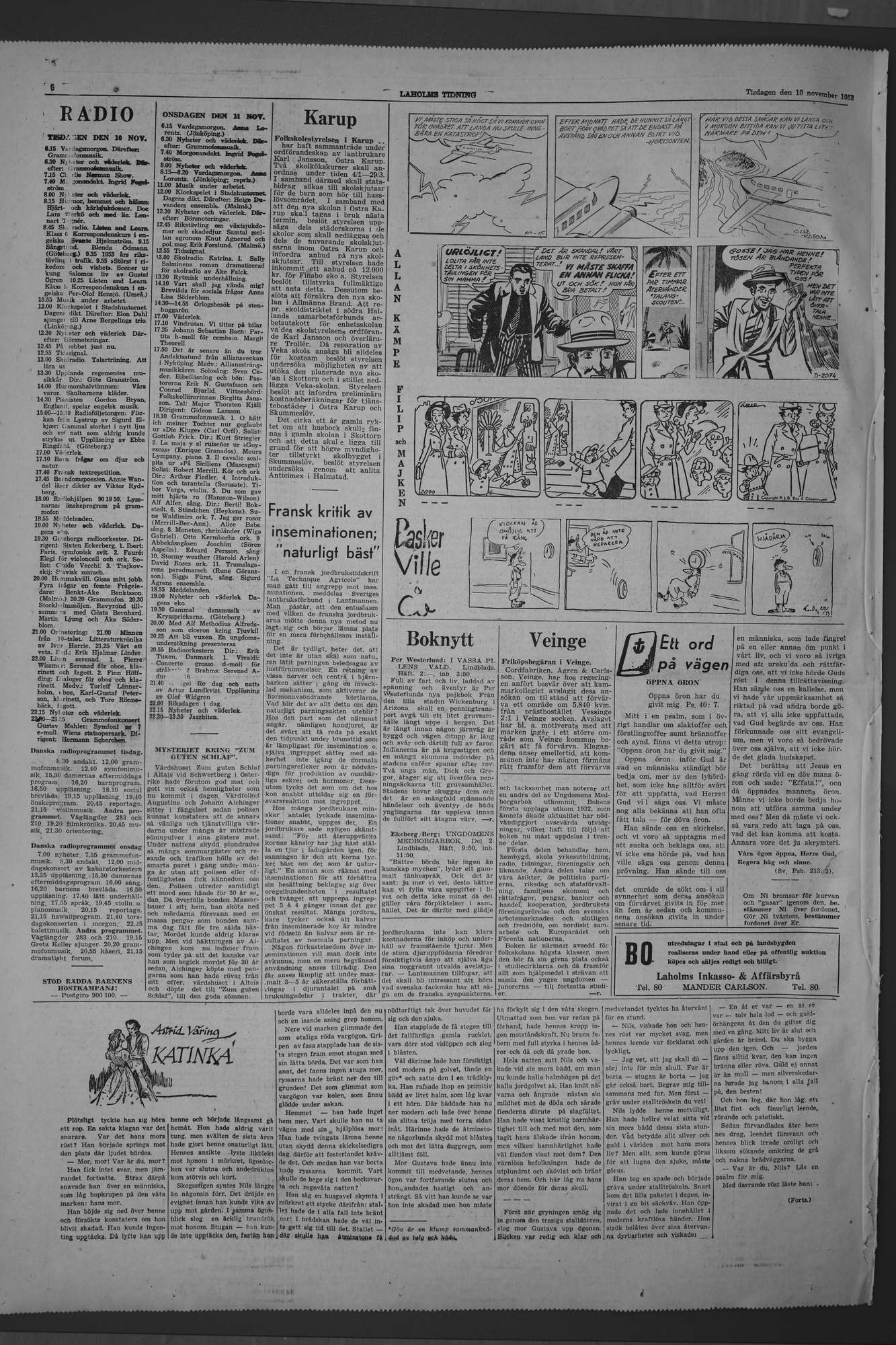 Laholms Tidning Tisdag 10 november 1953, sida 6