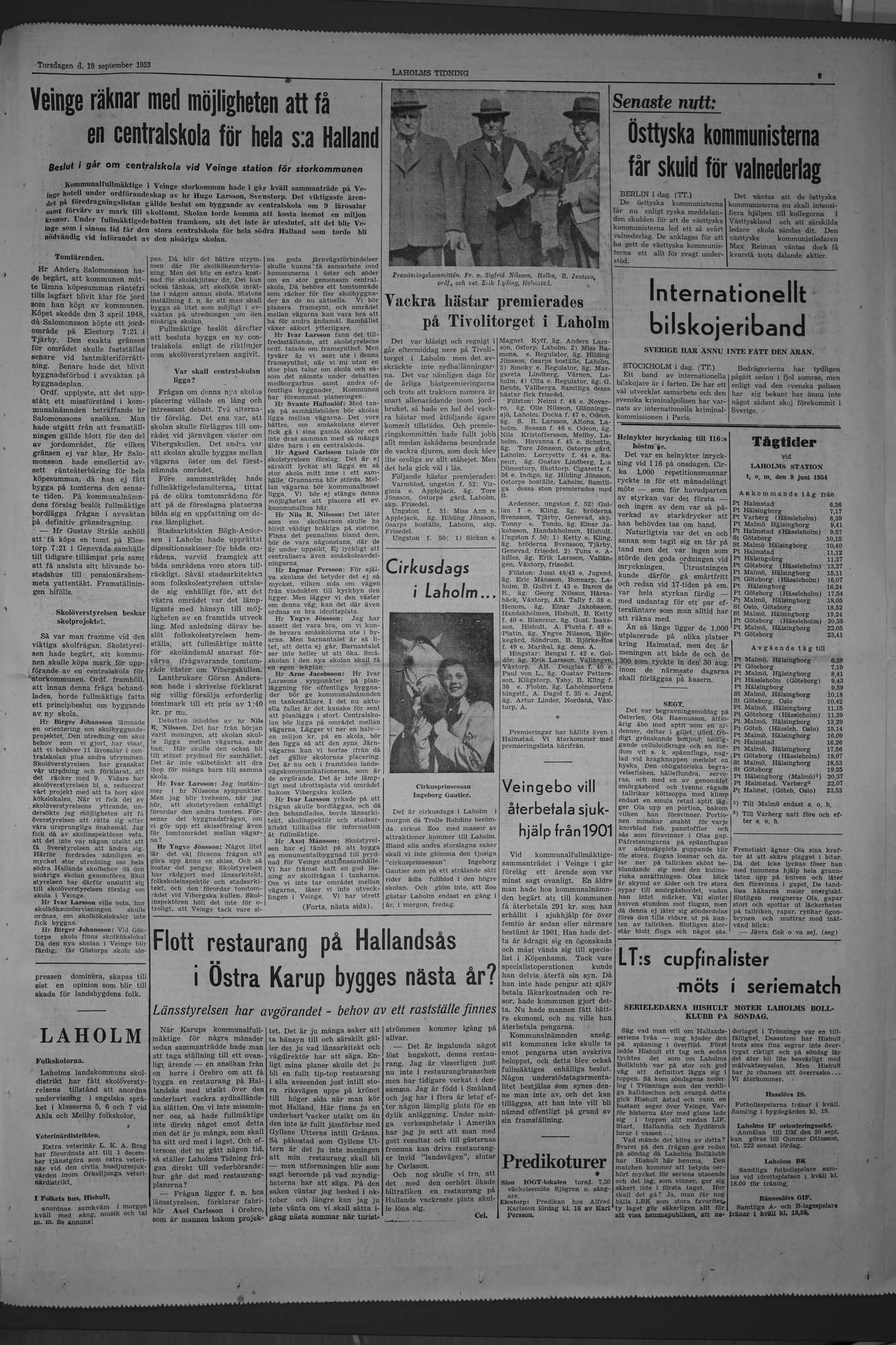 Laholms Tidning Torsdag 10 september 1953, sida 3