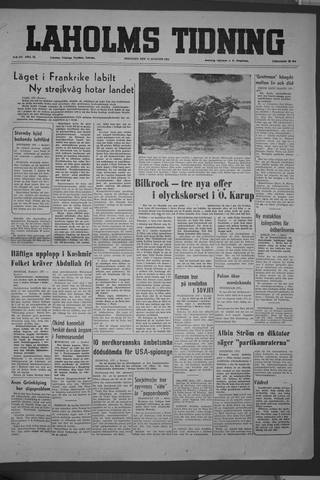 Förstasidan, Tisdag 11 augusti 1953