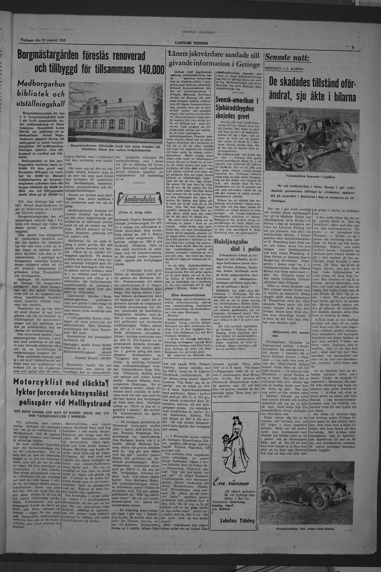 Laholms Tidning Tisdag 11 augusti 1953, sida 3