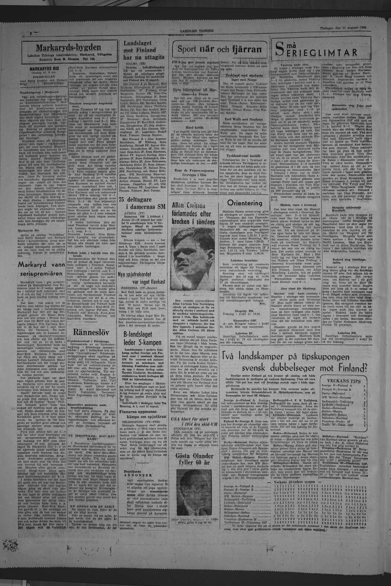 Laholms Tidning Tisdag 11 augusti 1953, sida 4
