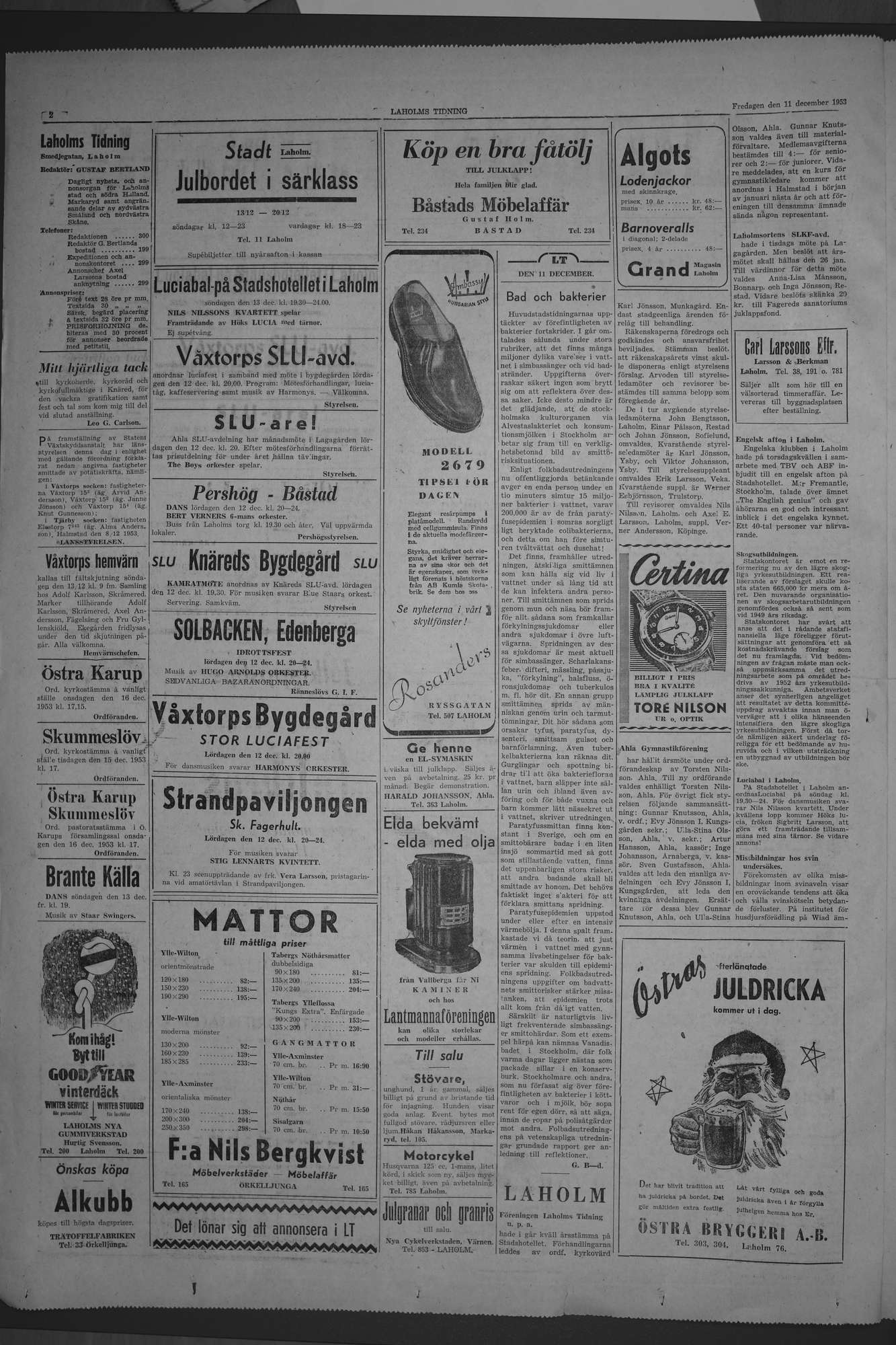 Laholms Tidning Fredag 11 december 1953, sida 2
