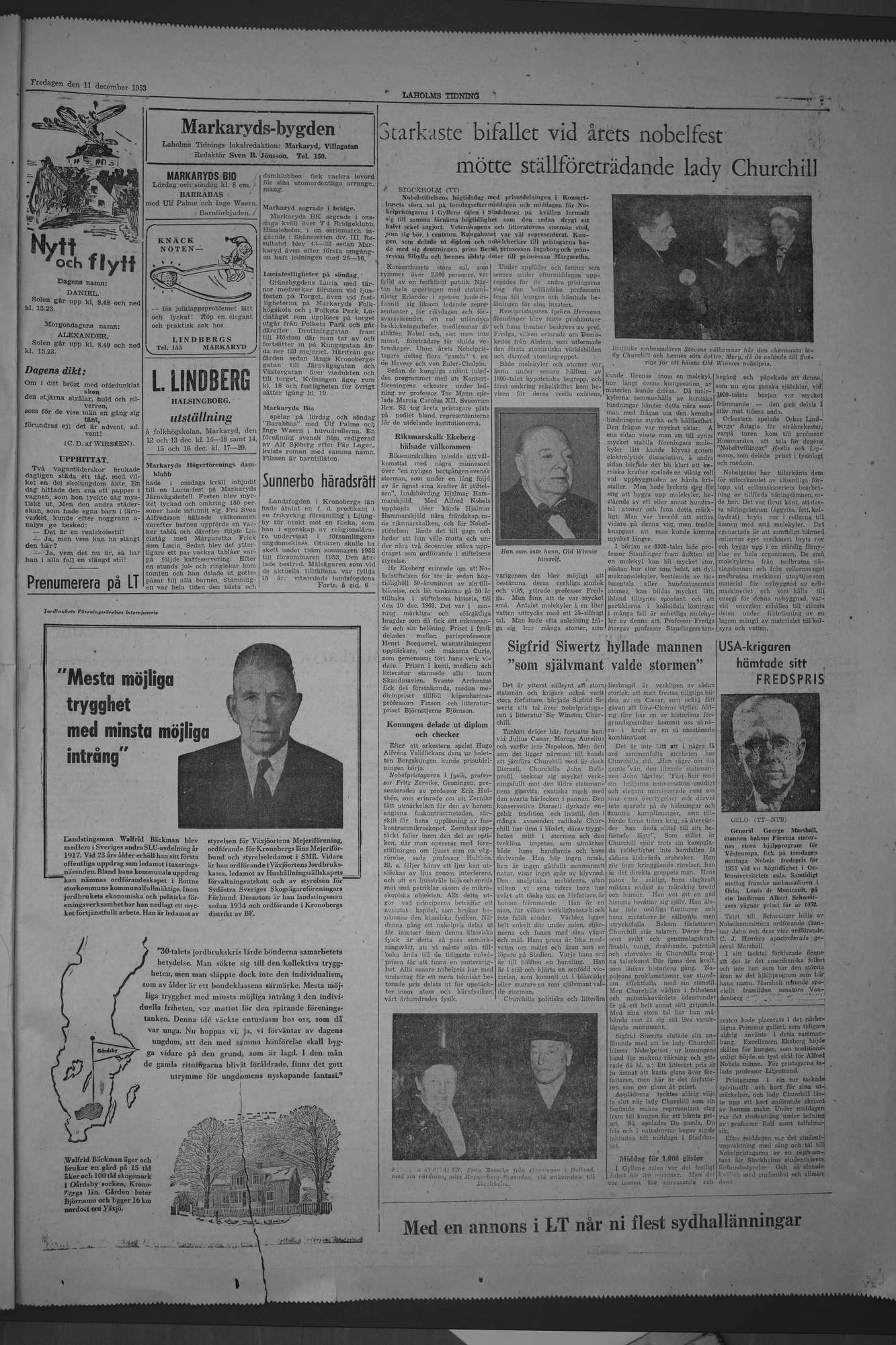 Laholms Tidning Fredag 11 december 1953, sida 7