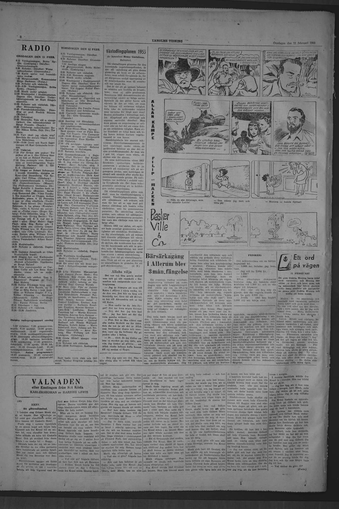 Laholms Tidning Onsdag 11 februari 1953, sida 6