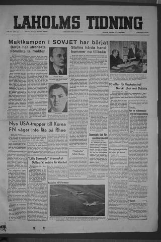 Förstasidan, Lördag 11 juli 1953