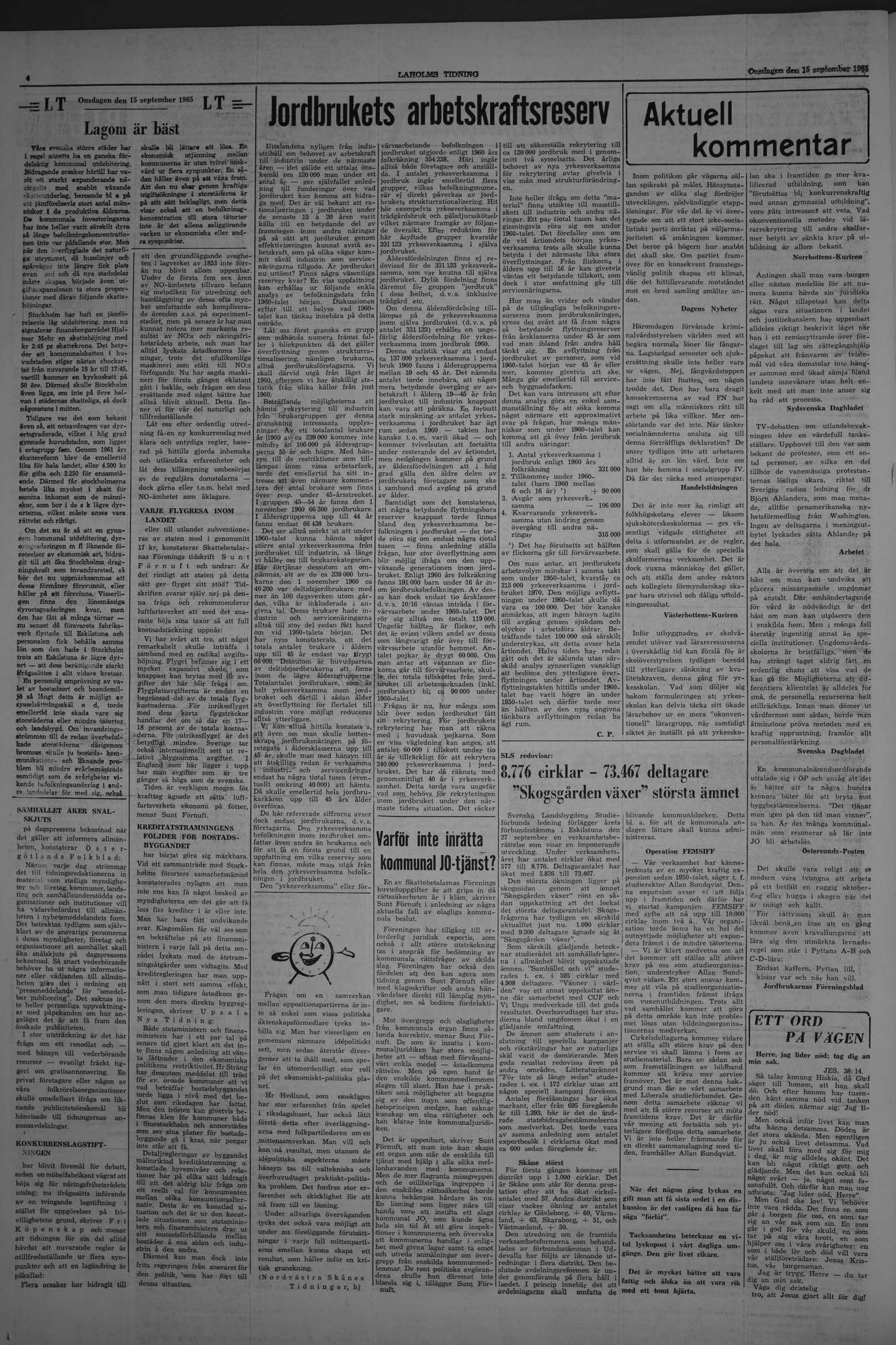 Laholms Tidning Onsdag 15 september 1965, sida 4