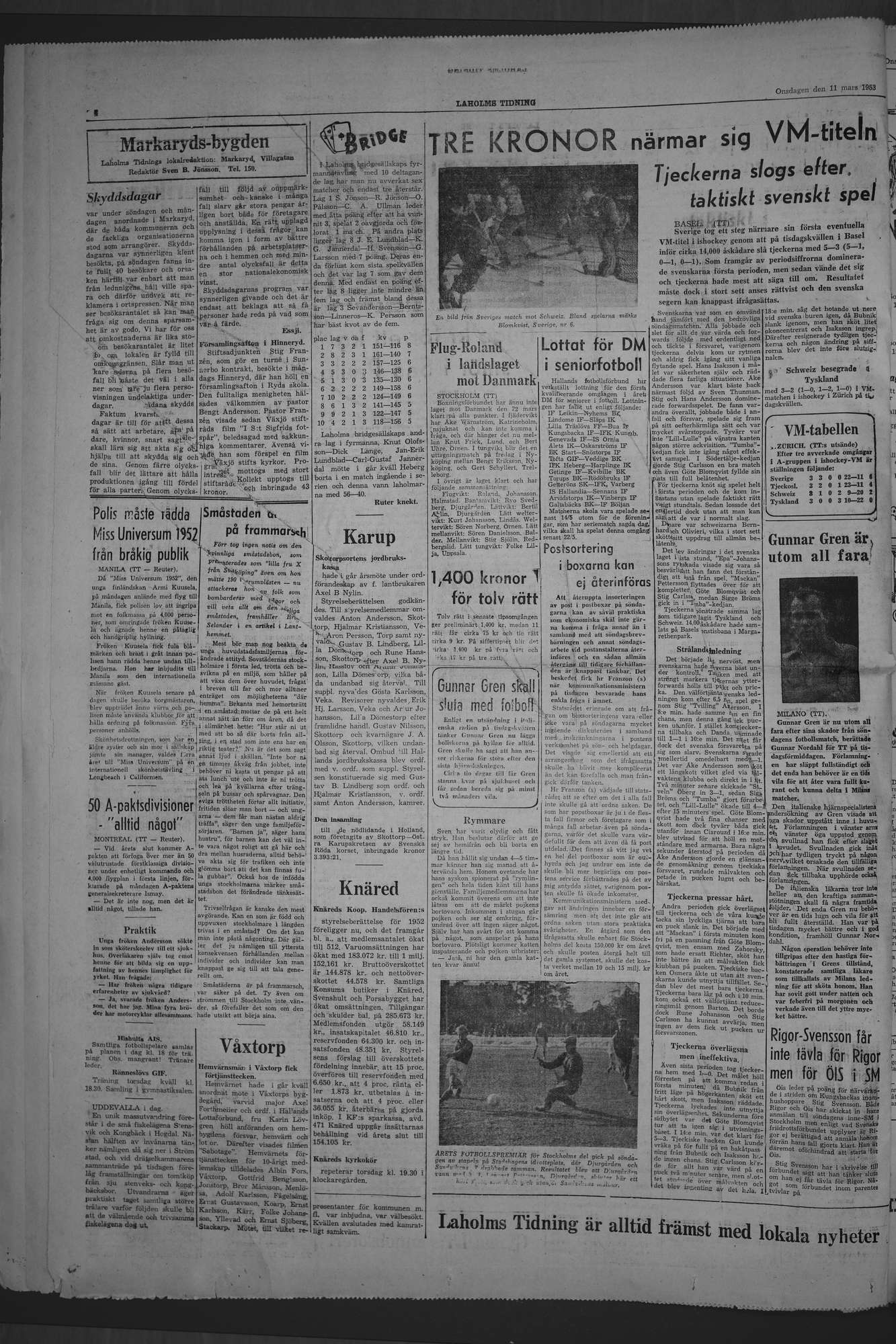 Laholms Tidning Onsdag 11 mars 1953, sida 4