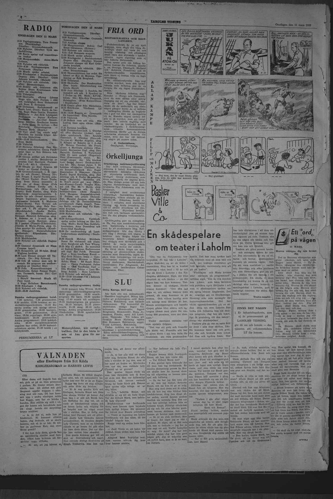 Laholms Tidning Onsdag 11 mars 1953, sida 6