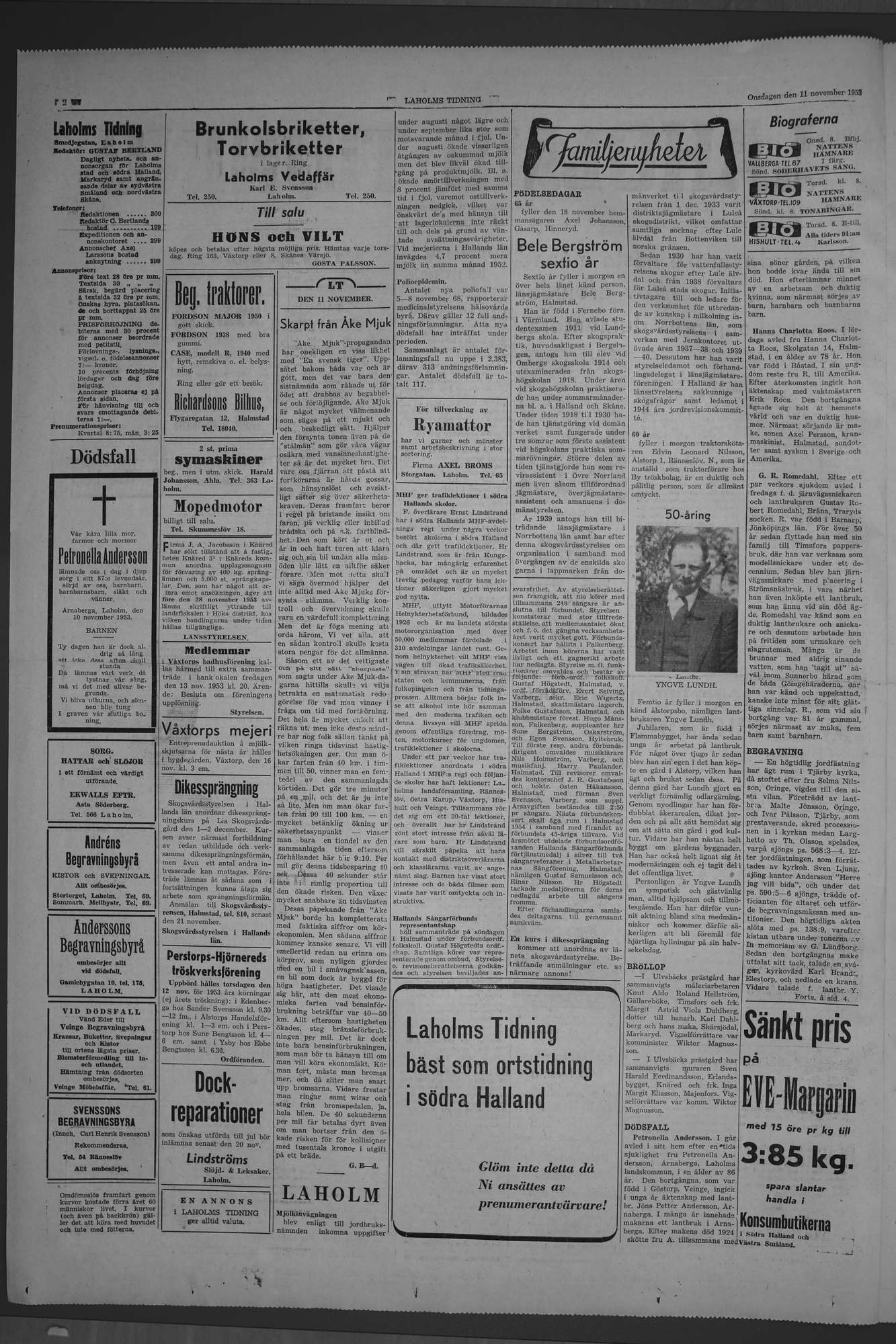 Laholms Tidning Onsdag 11 november 1953, sida 2