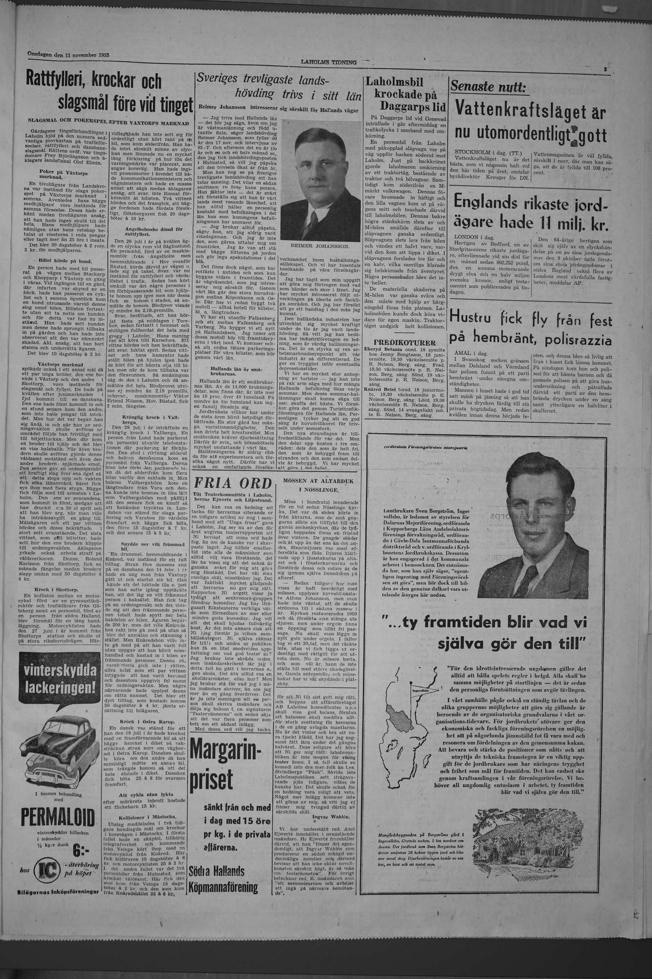 Laholms Tidning Onsdag 11 november 1953, sida 3
