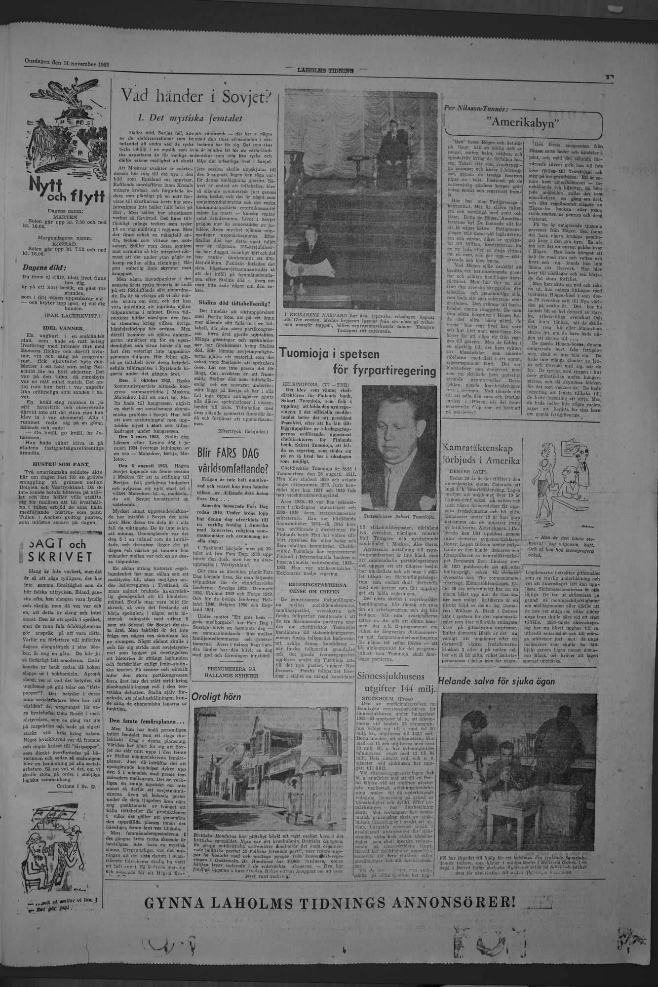 Laholms Tidning Onsdag 11 november 1953, sida 5