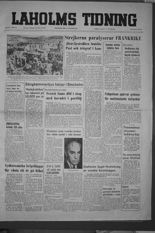 Förstasidan, Onsdag 12 augusti 1953