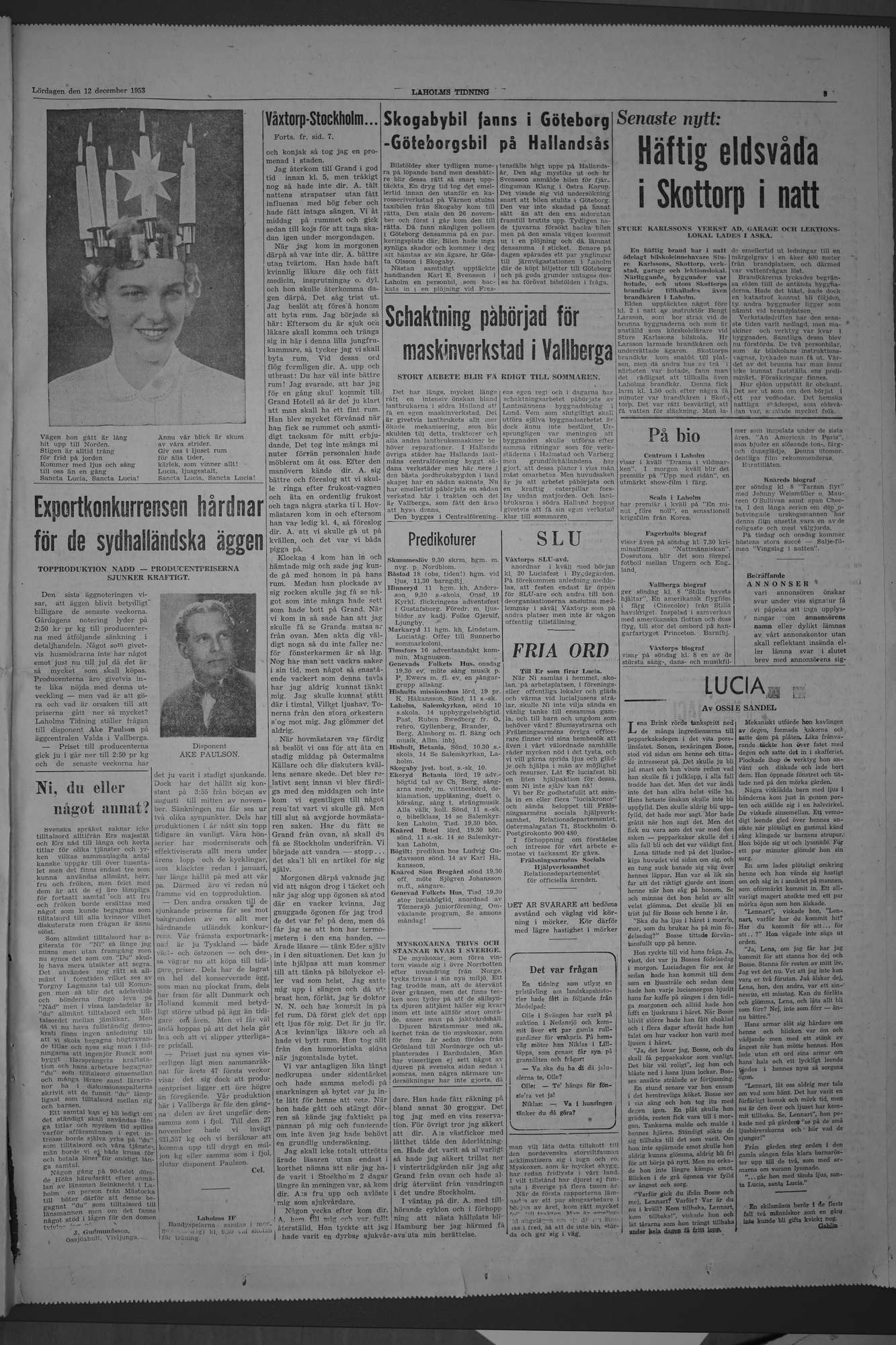 Laholms Tidning Lördag 12 december 1953, sida 5