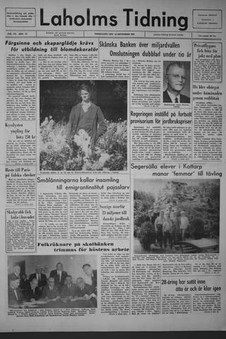 Förstasidan, Torsdag 16 september 1965