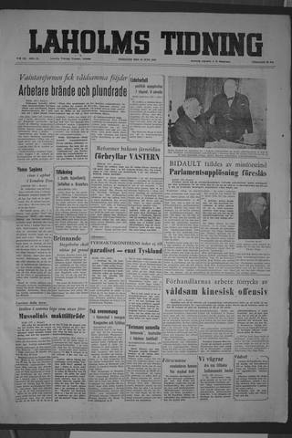 Förstasidan, Fredag 12 juni 1953