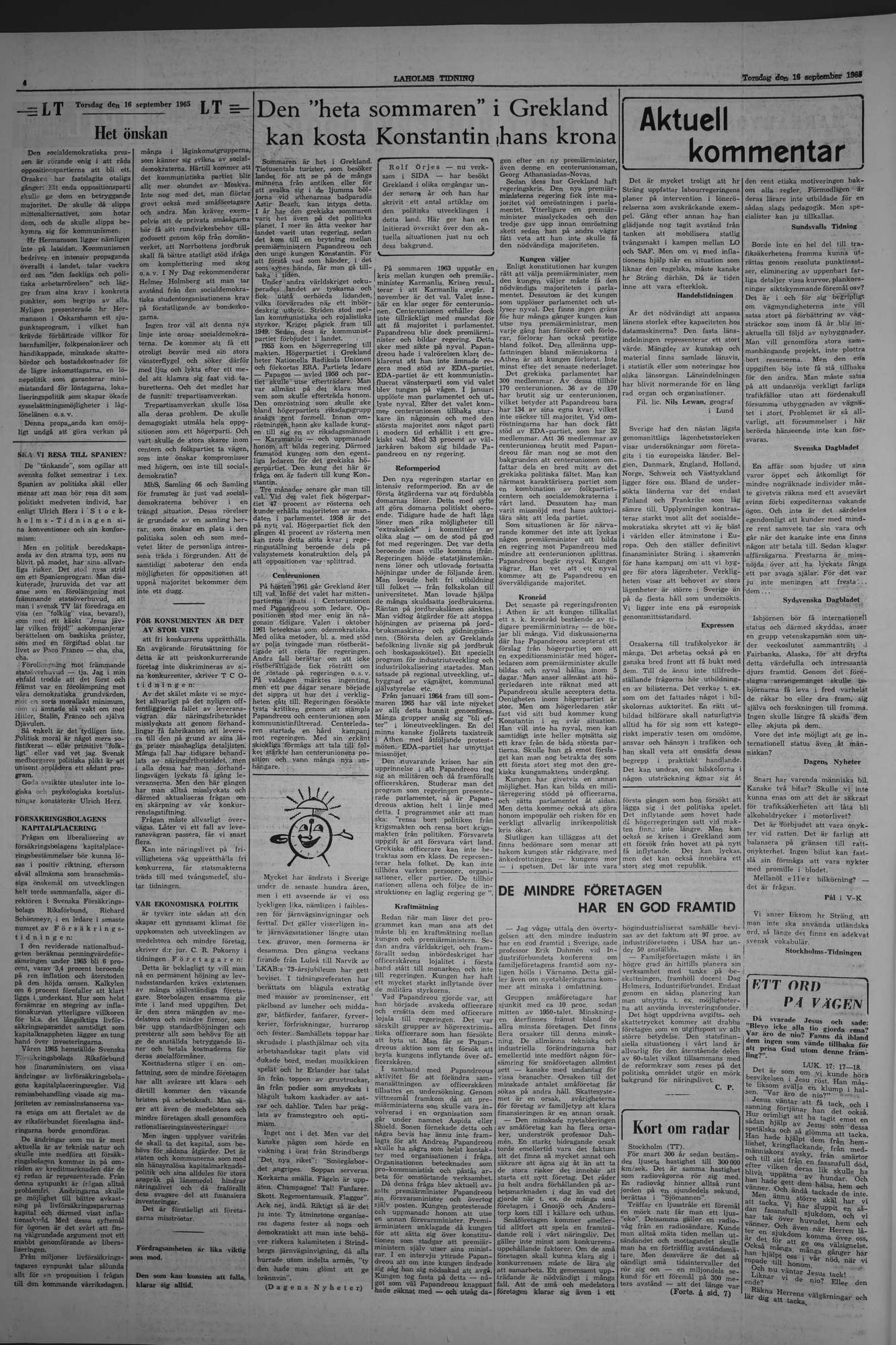 Laholms Tidning Torsdag 16 september 1965, sida 4