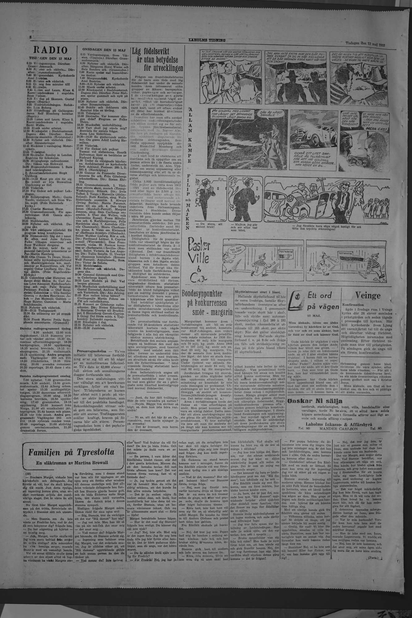 Laholms Tidning Tisdag 12 maj 1953, sida 8