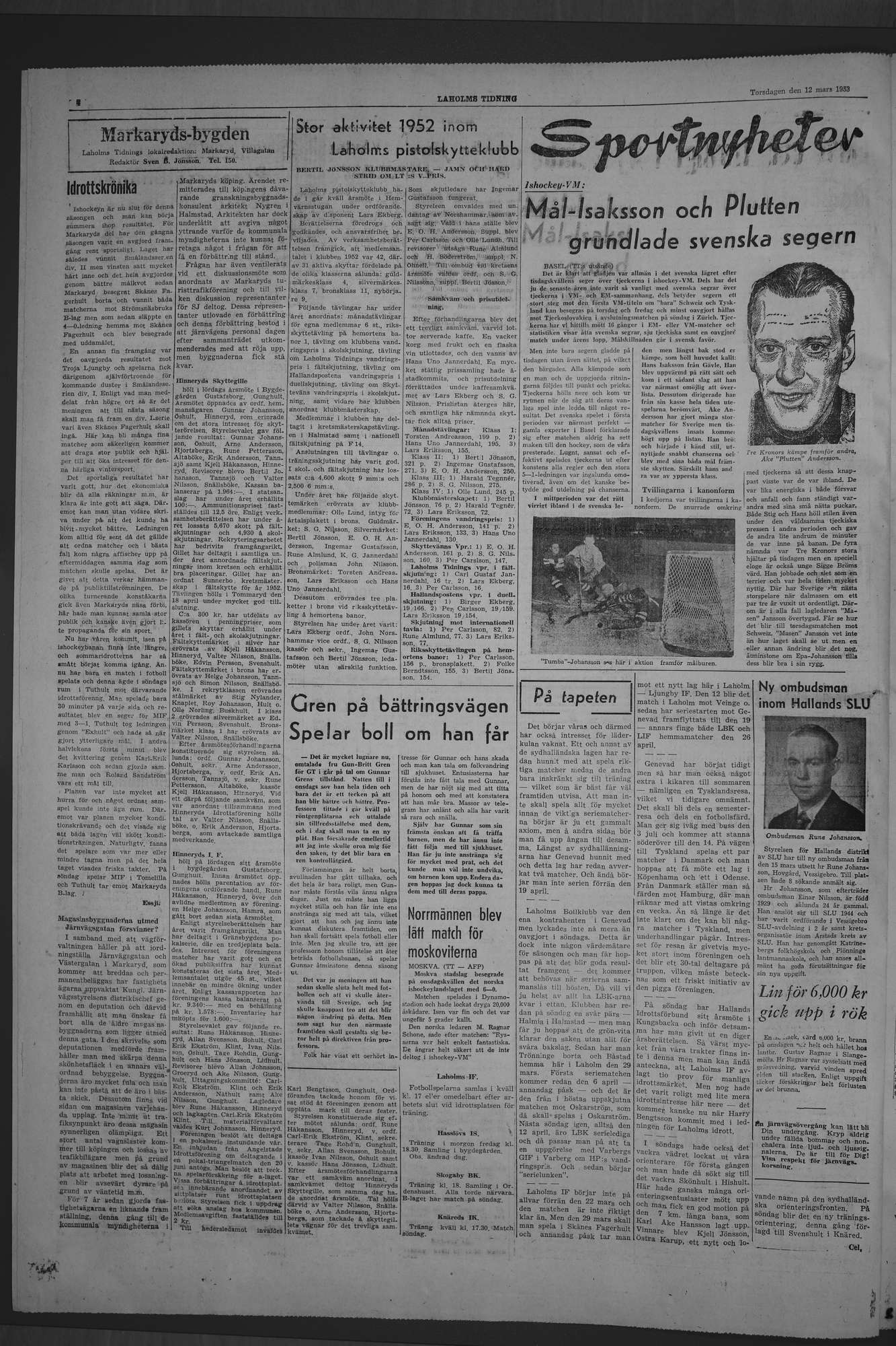 Laholms Tidning Torsdag 12 mars 1953, sida 4