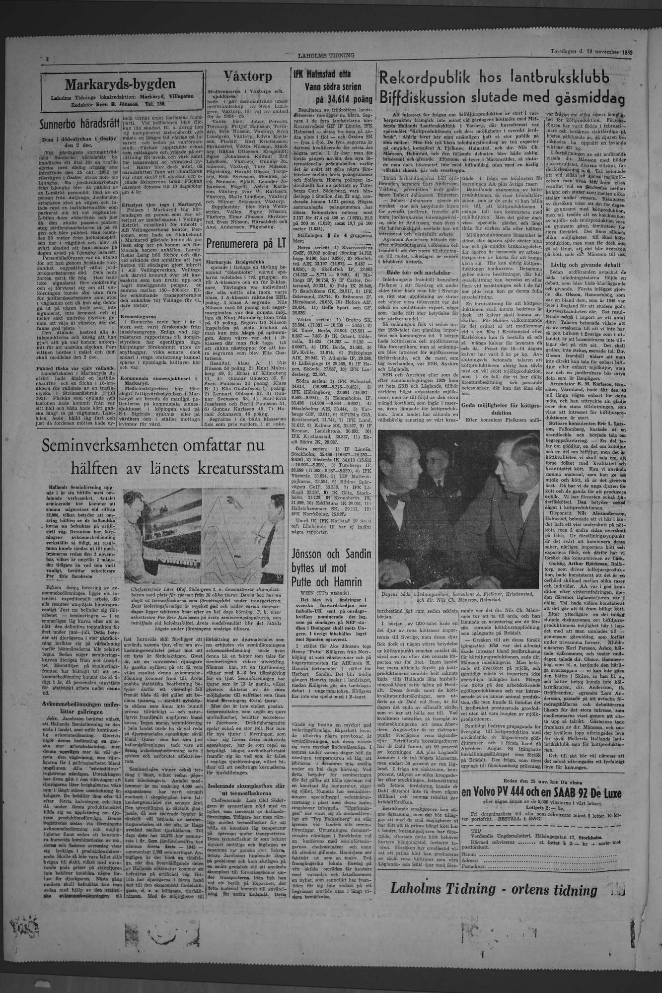 Laholms Tidning Torsdag 12 november 1953, sida 4
