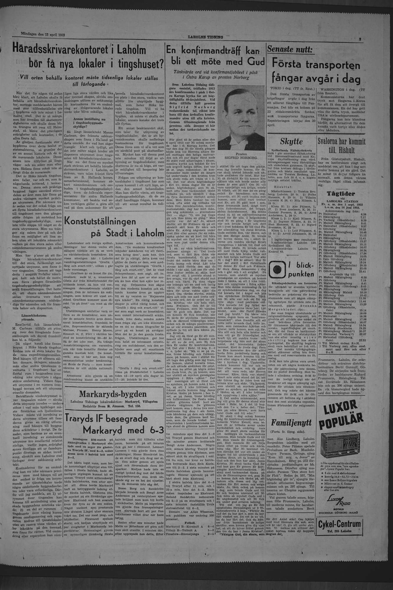 Laholms Tidning Måndag 13 april 1953, sida 3