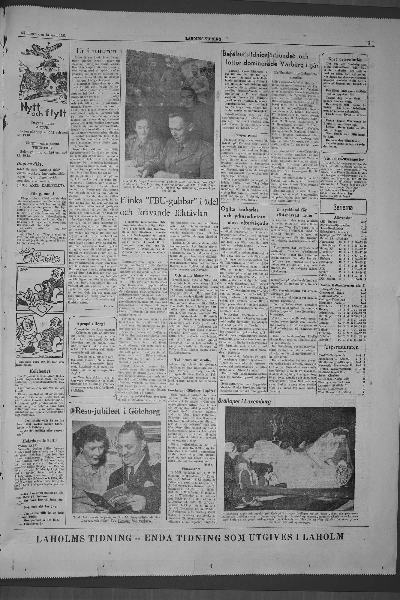 Laholms Tidning Måndag 13 april 1953, sida 5