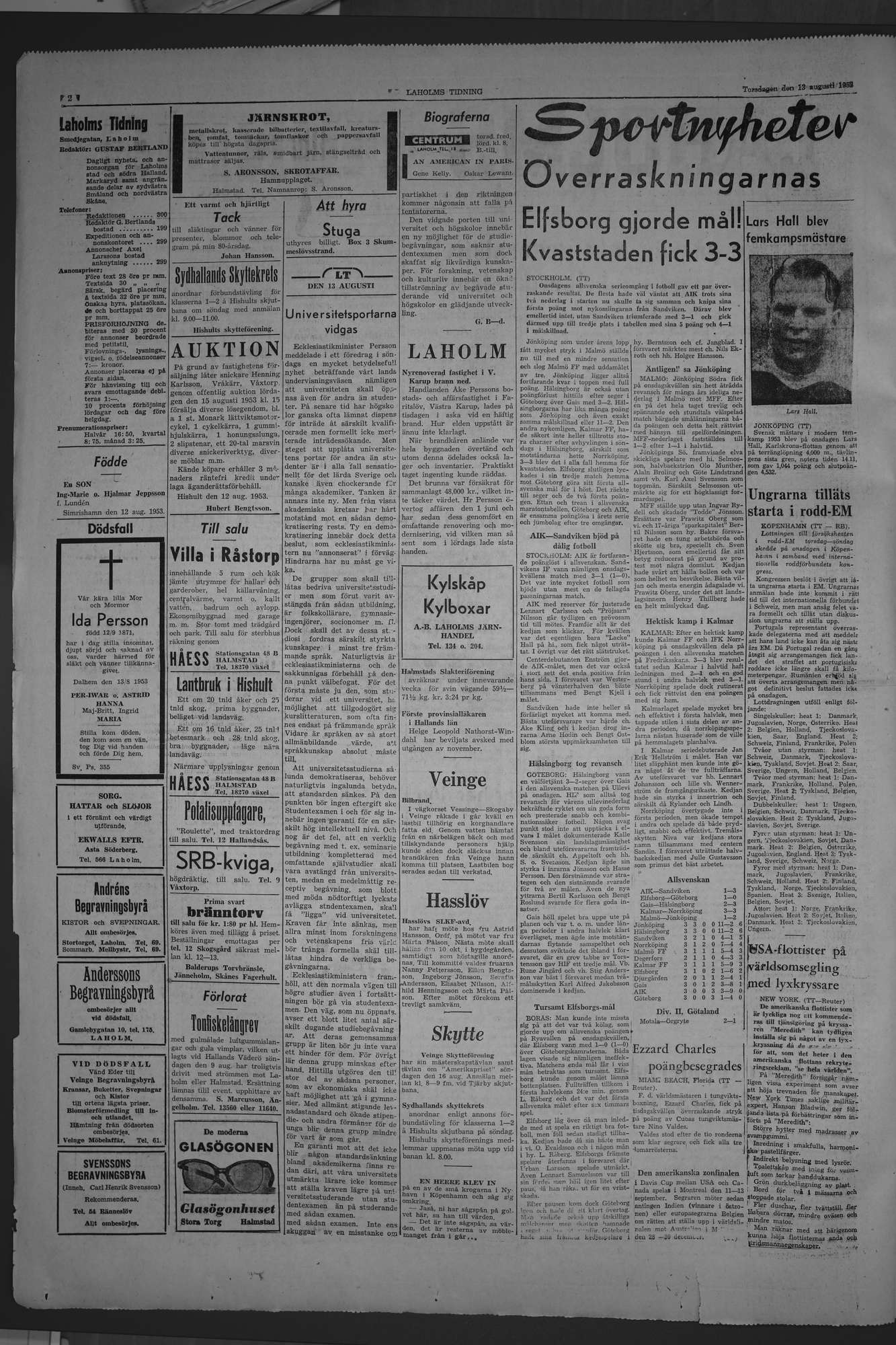 Laholms Tidning Torsdag 13 augusti 1953, sida 2
