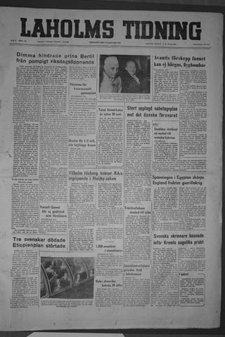 Förstasidan, Tisdag 13 januari 1953