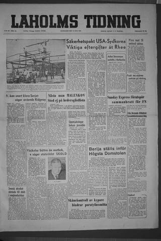 Förstasidan, Måndag 13 juli 1953
