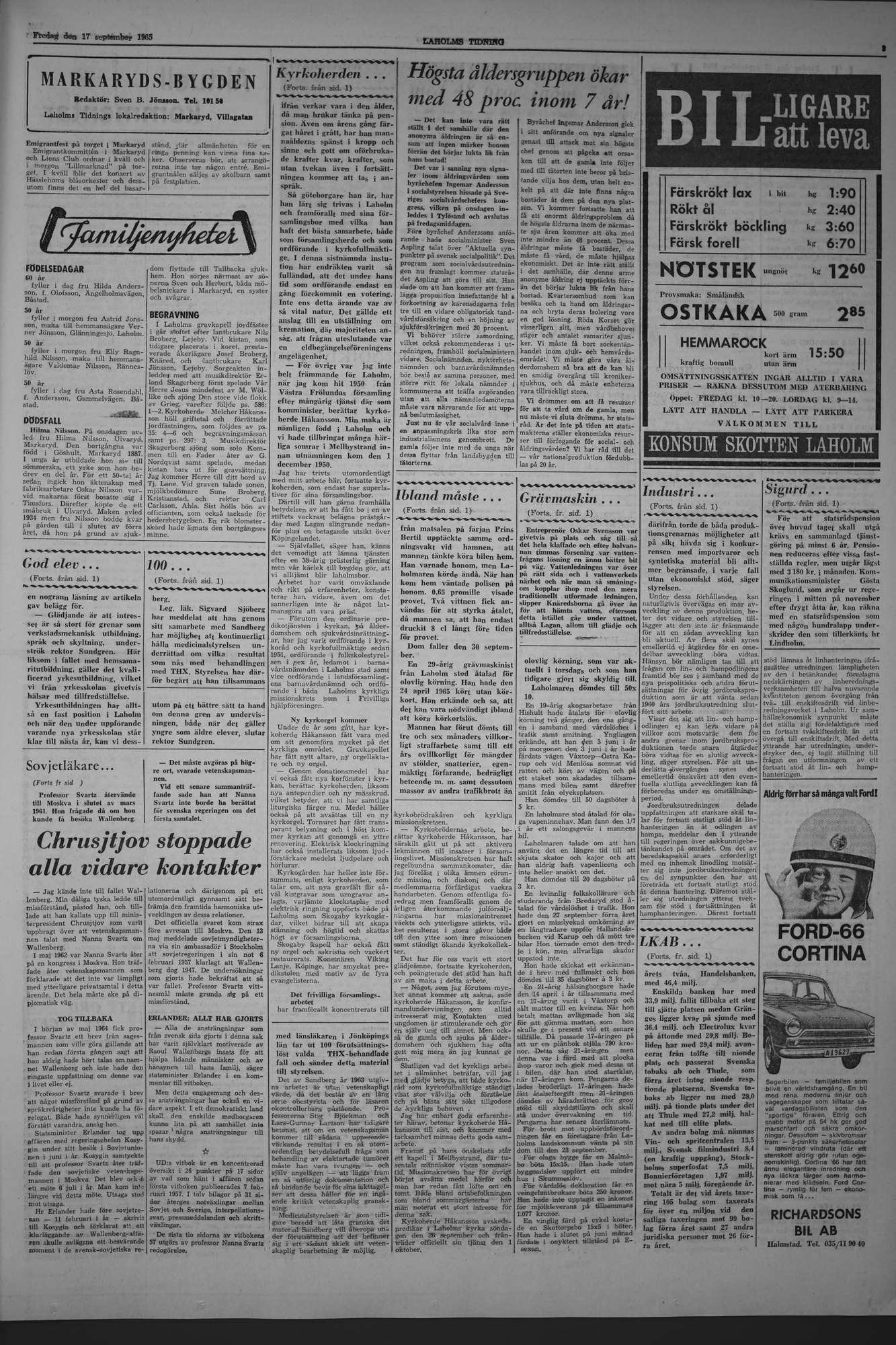 Laholms Tidning Fredag 17 september 1965, sida 3
