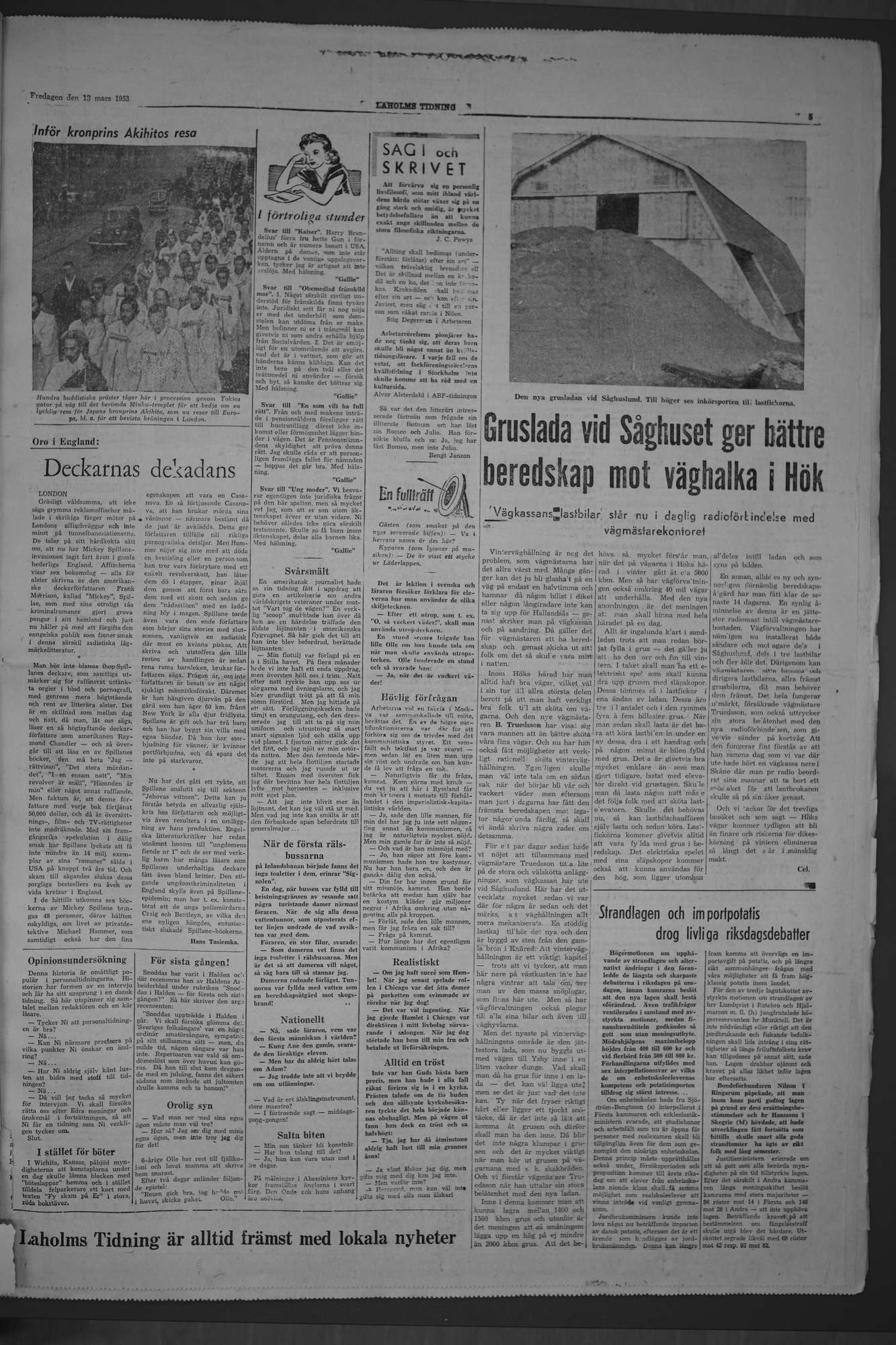 Laholms Tidning Fredag 13 mars 1953, sida 5