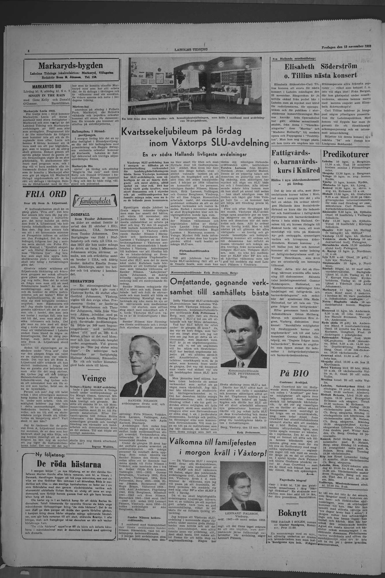 Laholms Tidning Fredag 13 november 1953, sida 4