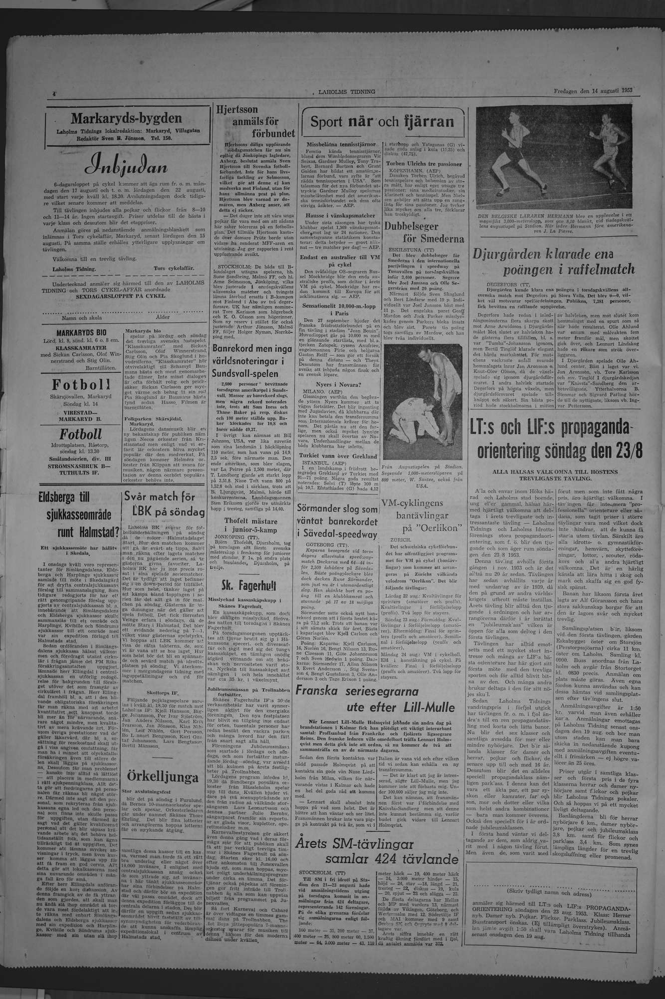 Laholms Tidning Fredag 14 augusti 1953, sida 4