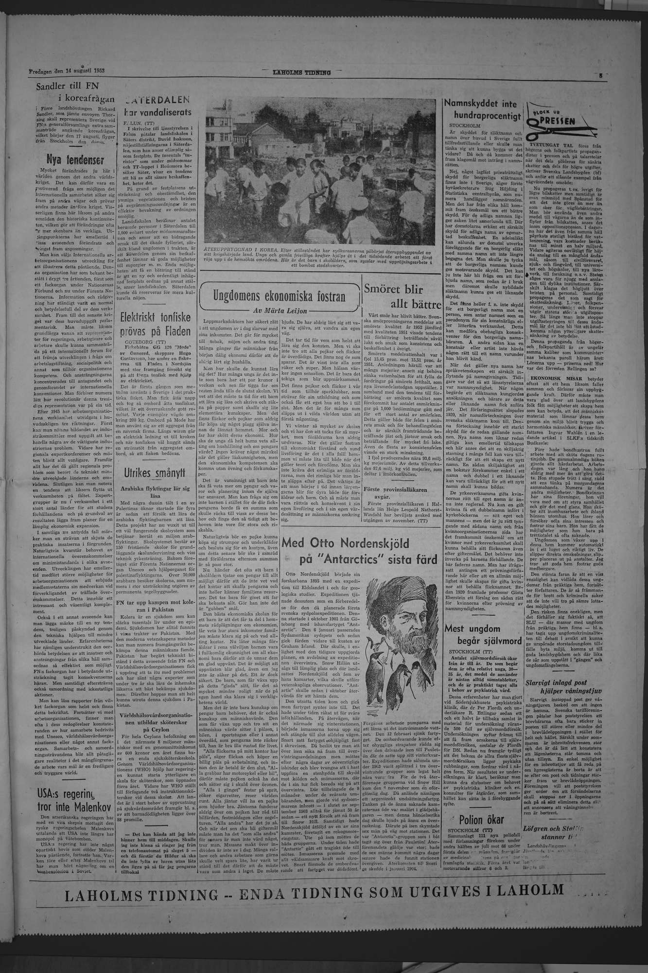 Laholms Tidning Fredag 14 augusti 1953, sida 5
