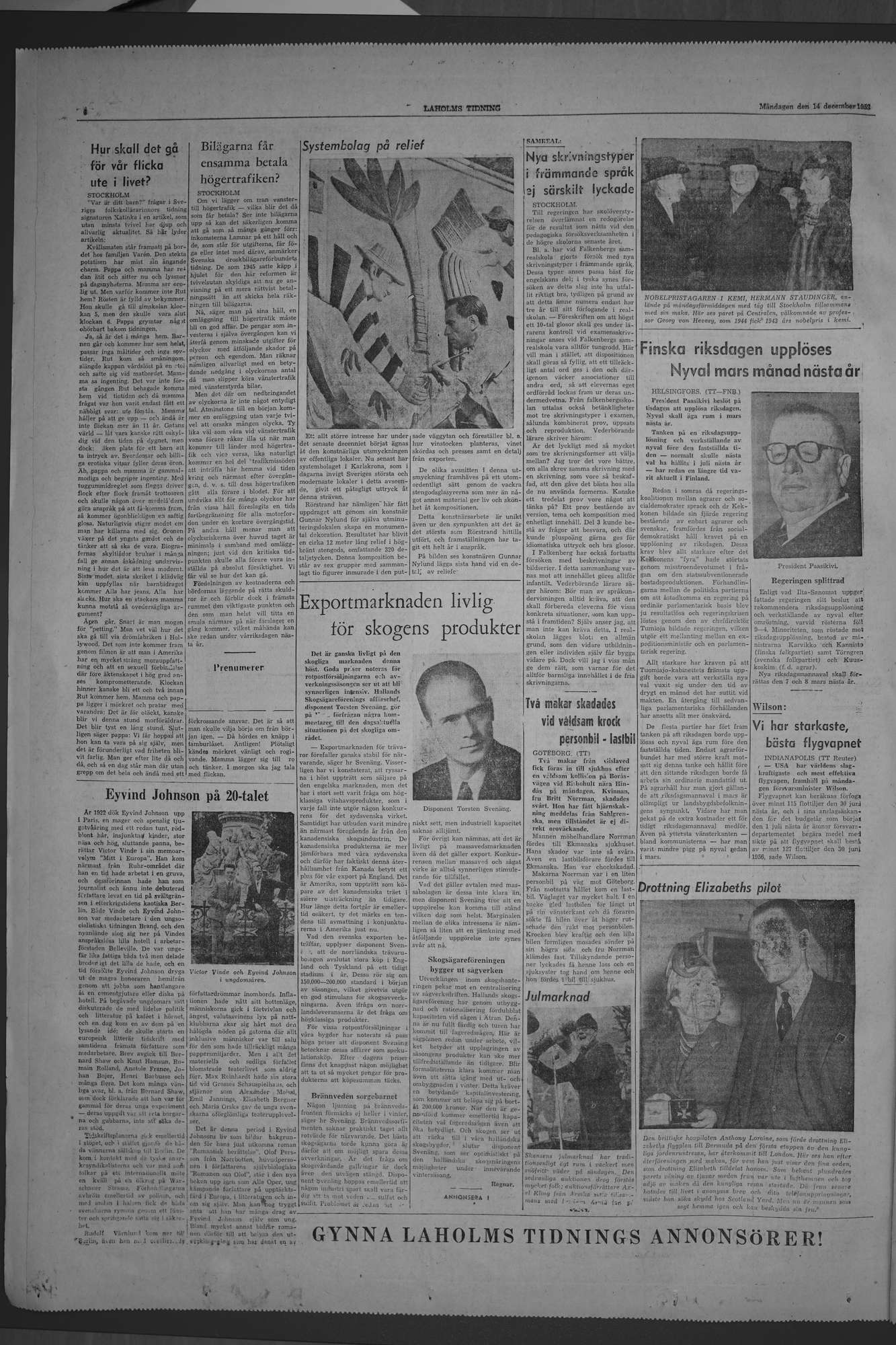 Laholms Tidning Måndag 14 december 1953, sida 6